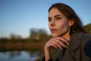 woman looking inspired